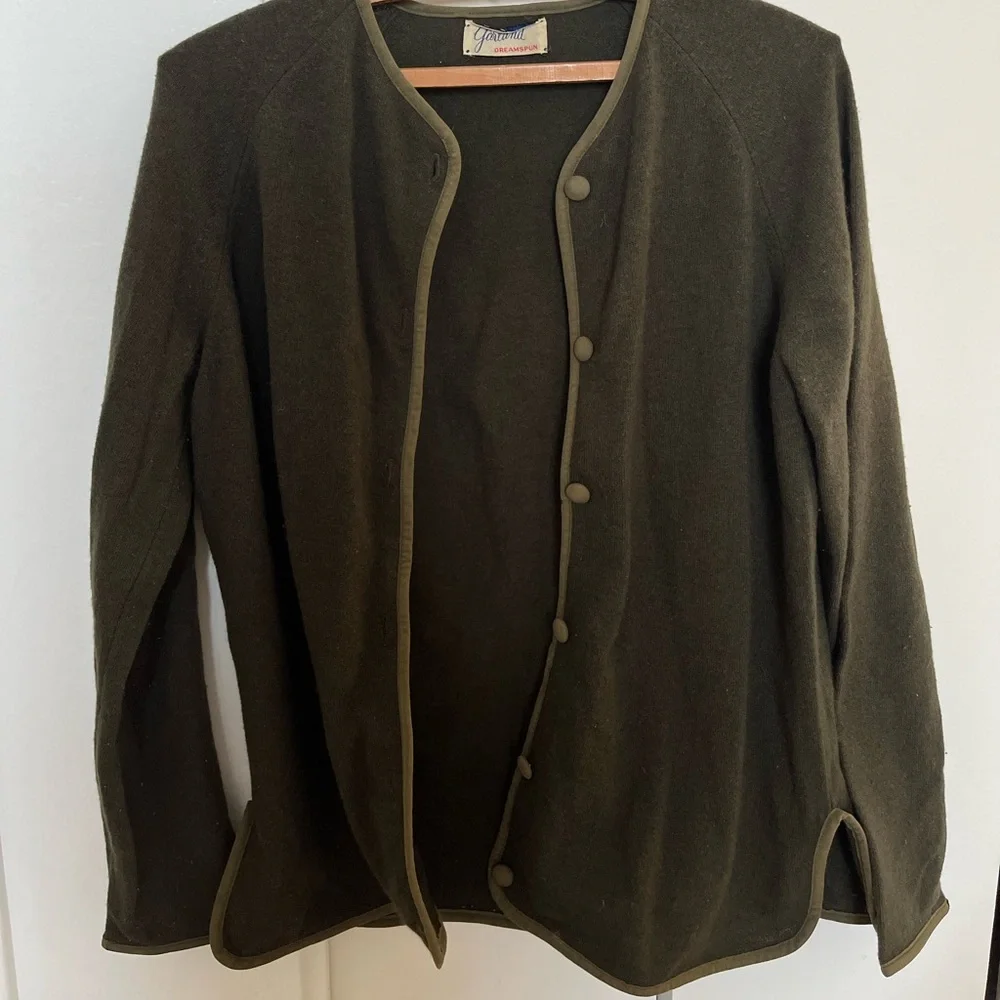 Cashmere sweater cardigan, vintage forest green - Picture 2 of 5